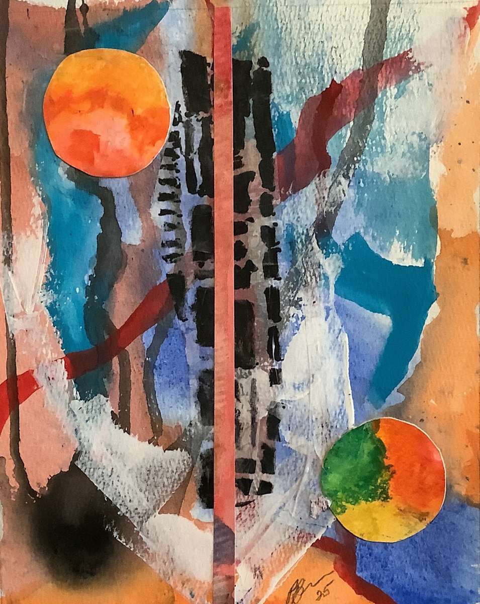 Organically Orange 2 by J. Patrick Bowman  Image: 10"x8" collage matted to 14"x11" ready to frame