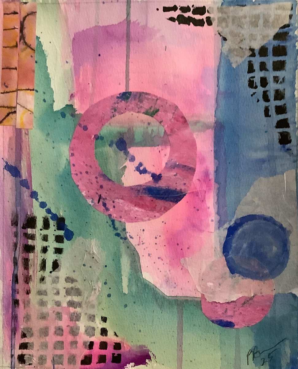 Perpetually Pink 1 by J. Patrick Bowman  Image: 10"x8" collage matted to 14"x11" ready to frame