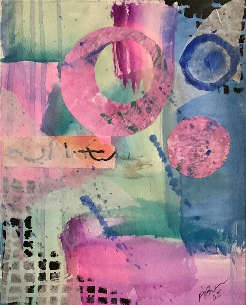 Perpetually Pink 2 by J. Patrick Bowman  Image: 10"x8" collage matted to 14"x11"