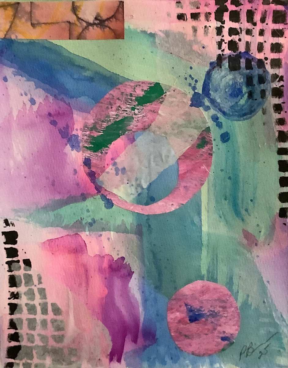 Perpetually Pink 4 by J. Patrick Bowman  Image: 10"x8" collage matted to 14"x11"