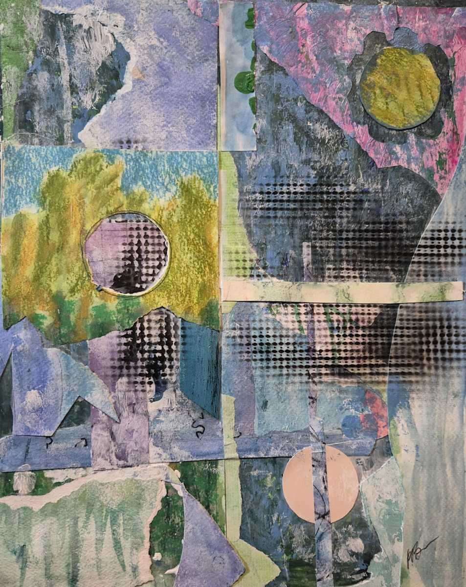 Phases by J. Patrick Bowman  Image: 14"x11" Collage Art Matted to 20"x16"