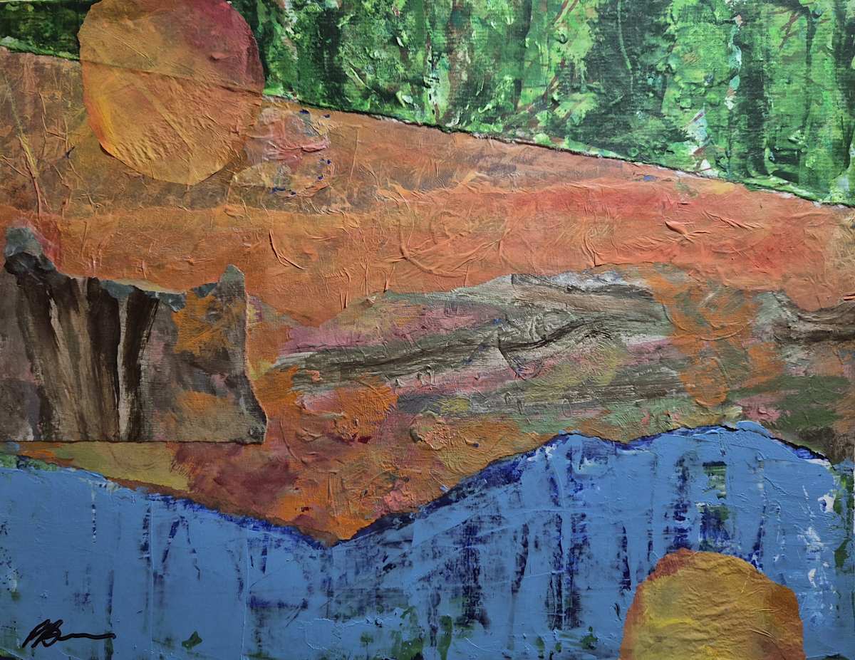 Primordial Morning by J. Patrick Bowman  Image: 11"x14" Original Collage Matted to 16"x20"