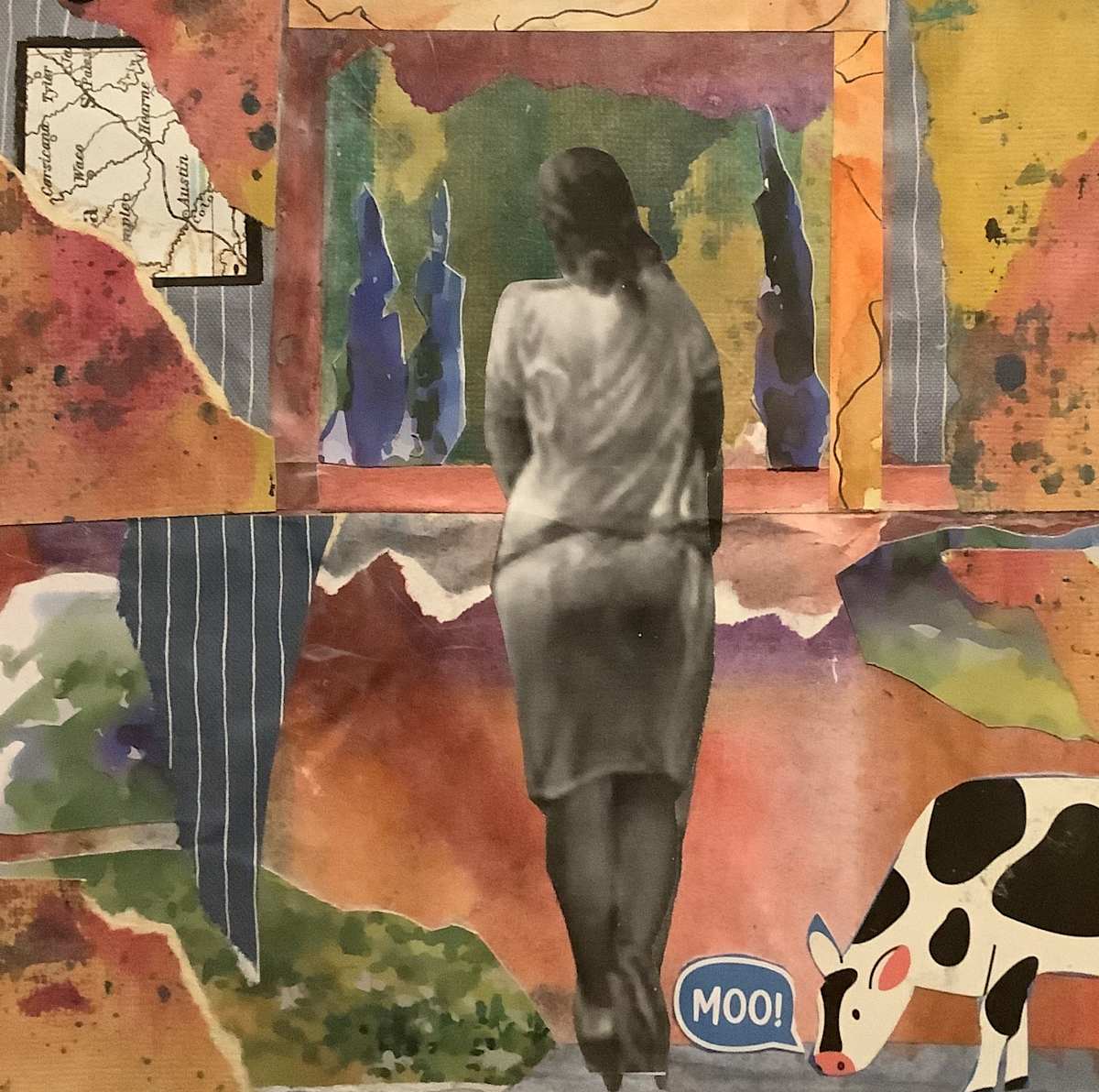 Room With A View and a Moo by J. Patrick Bowman  Image: 8"x8" matted to 12"x12"