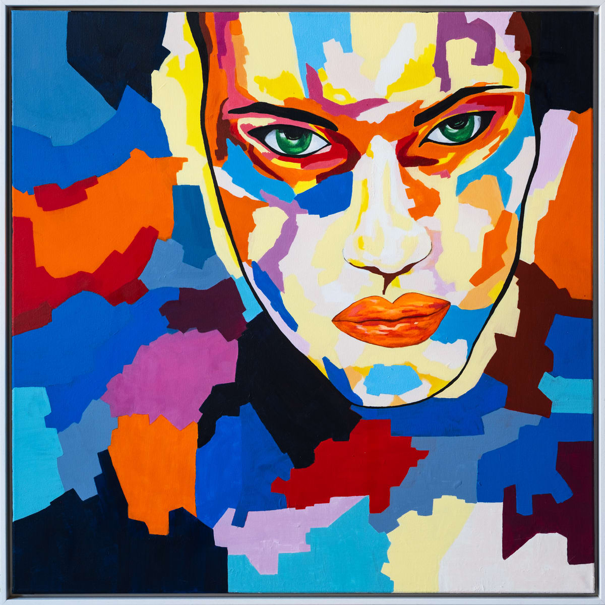 Dreamlike by Vasiliki Furian  Image: Ein Gesicht inmitten von lebendigen Farbtupfern in Rot, Orange und Blau. Die Farben wirken wie ein Traum, der sich über das Bild ausbreitet und den Betrachter in eine Welt der Fantasie entführt. Die Grenzen zwischen Realität und Traum verschwinden.