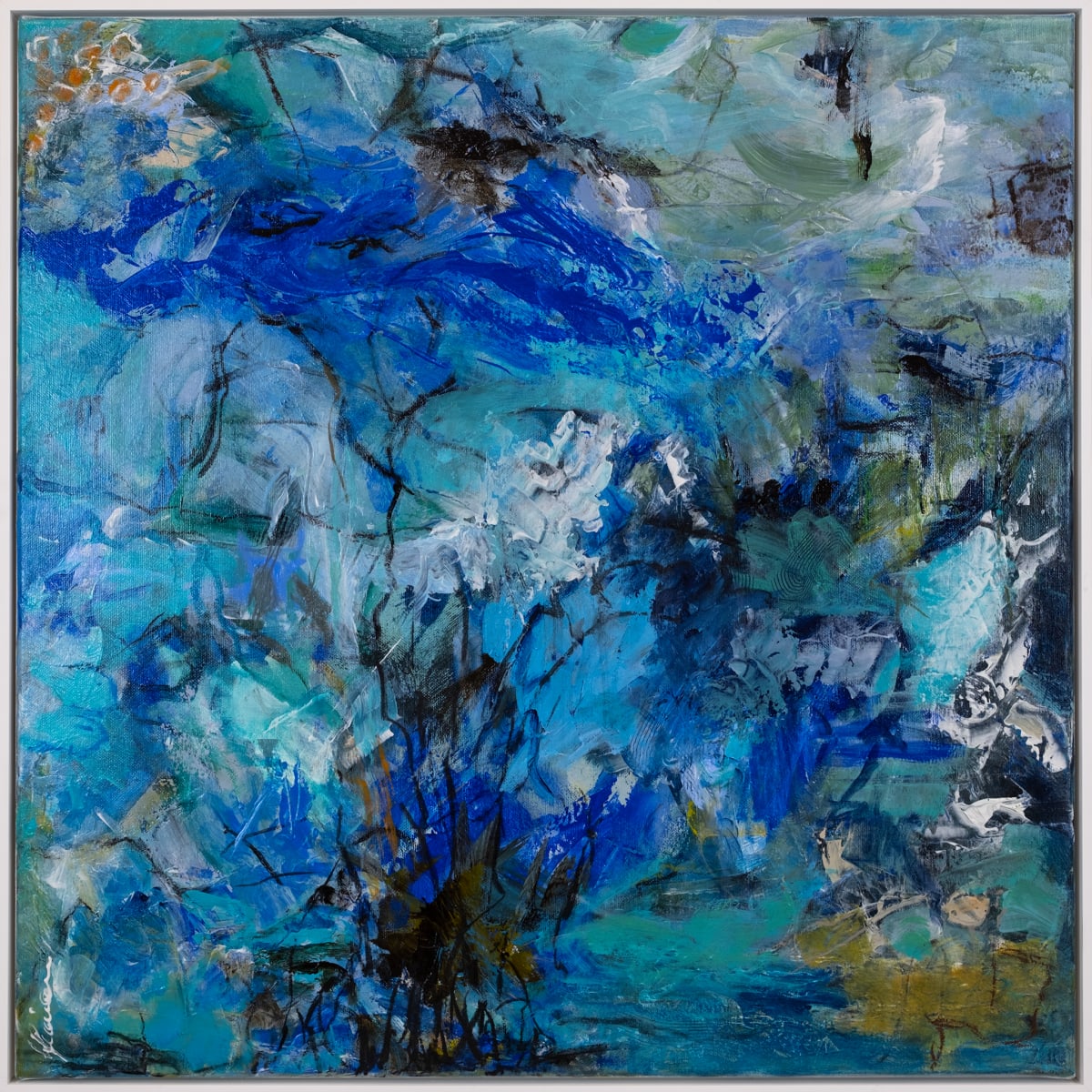 Diving Into The Blue by Vasiliki Furian  Image: Ein Bild, das die Stimmung und Atmosphäre eines frühen Morgens einfängt. Sanfte blaue Farbtöne und verschiedene Nuancen von Blau, welches die Aufbruchstimmung des neuen Tages Widerspiegelt. Möge der neue Tag unsere Hoffnungen erfüllen.