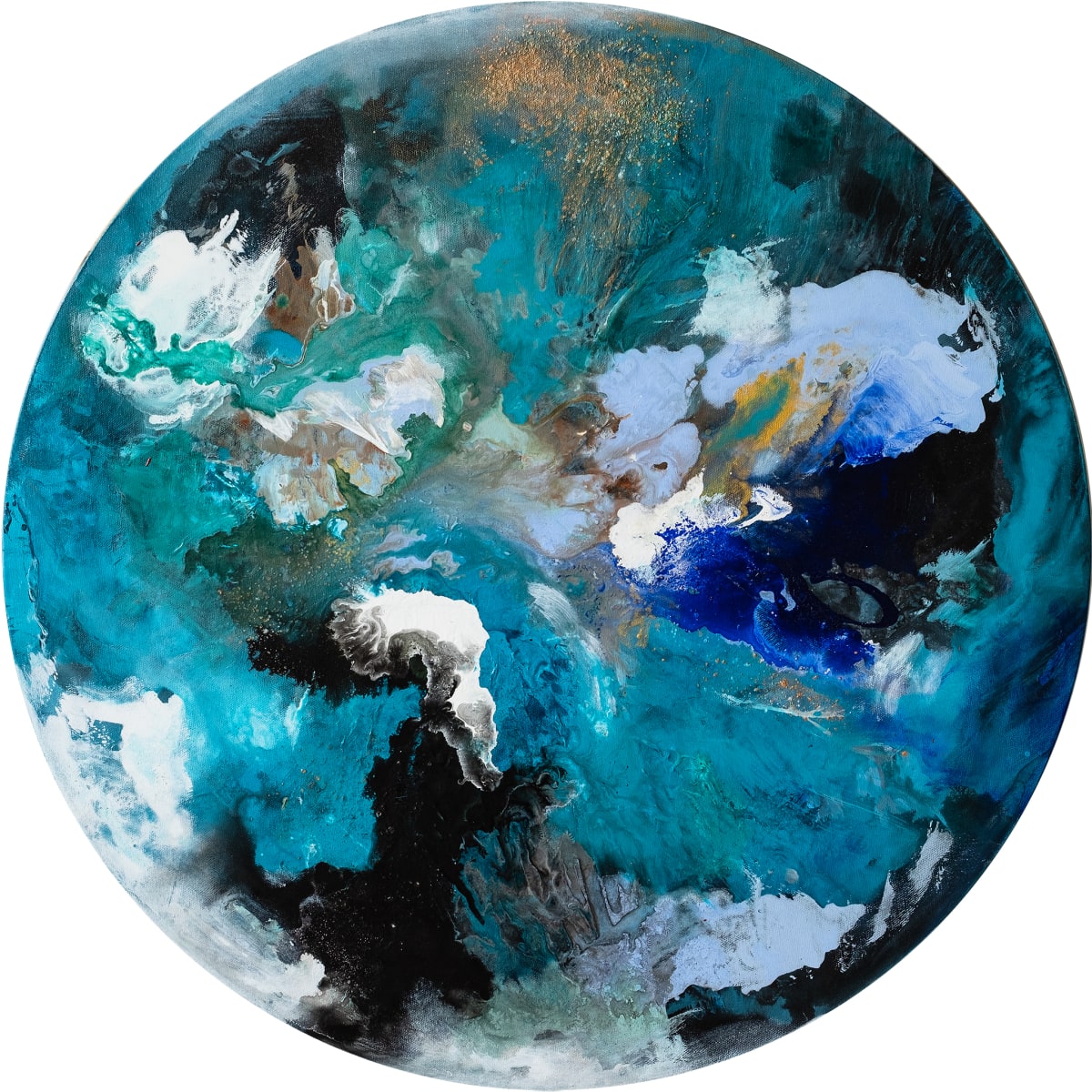 My World by Vasiliki Furian  Image: My World ist auf Holz gemalt und präsentiert eine vielfältige Palette von verschiedenen Blautönen und erinnern so an unseren wunderschönen Planeten.