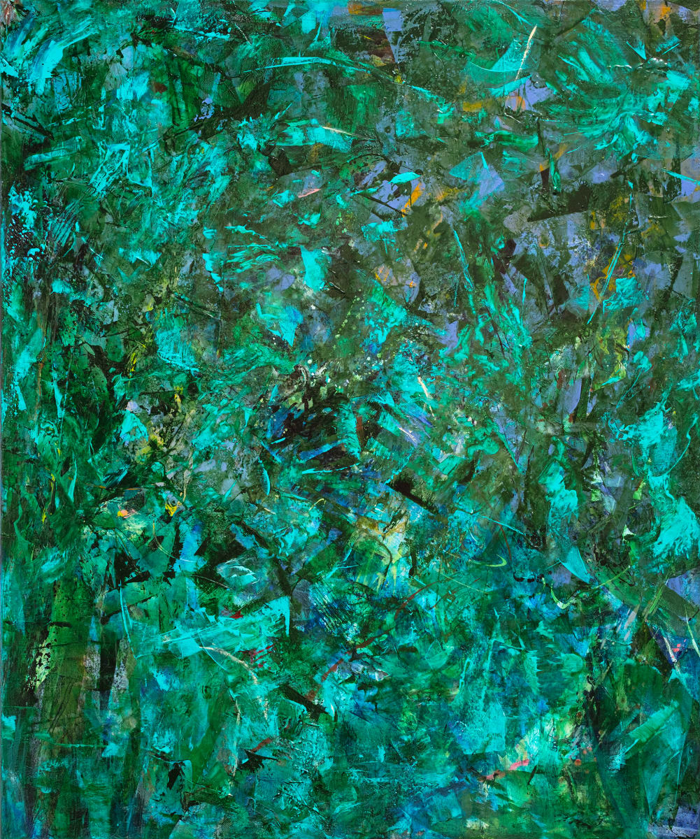 Remember by Vasiliki Furian  Image: Eine abstrakte Darstellung eines träumerischen, friedlichen Gedankengangs einer schönen Reise, Begegnung oder nachhallenden angenehmen Beschäftigung.  Beruhigende satte Töne, die leicht fliessen und die Augen zum Verweilen einladen. Rosa Aktente.