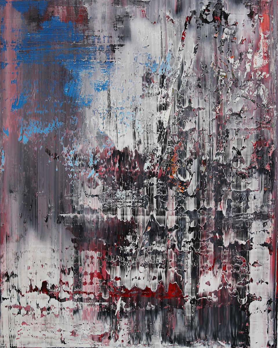 abstract with orange red by Harry Moody 