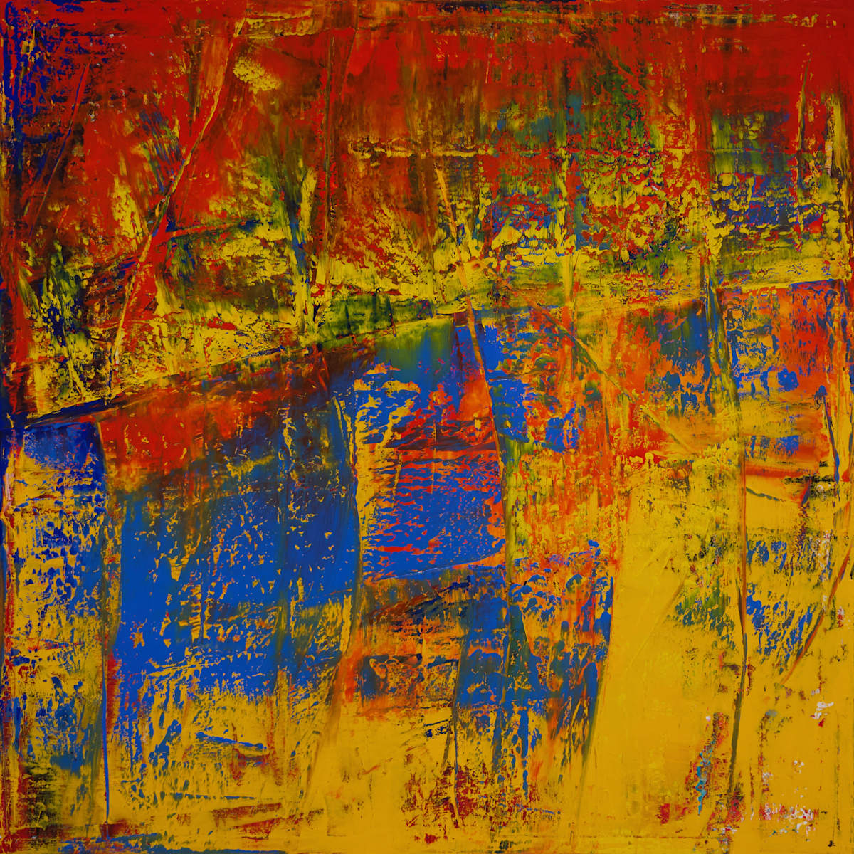 abstract yellow red blue by Harry Moody 