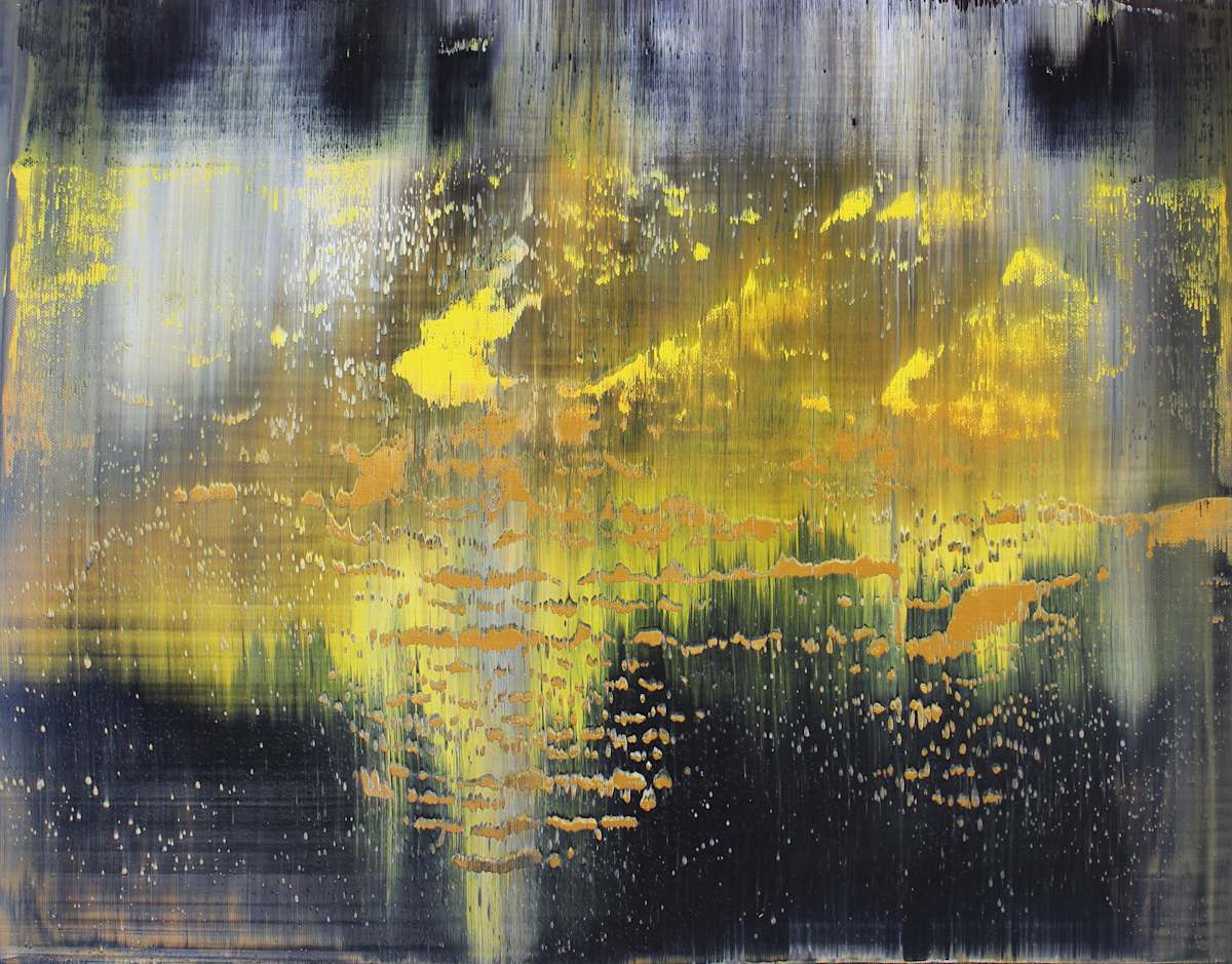 Black Yellow Abstract Horizen by Harry Moody 