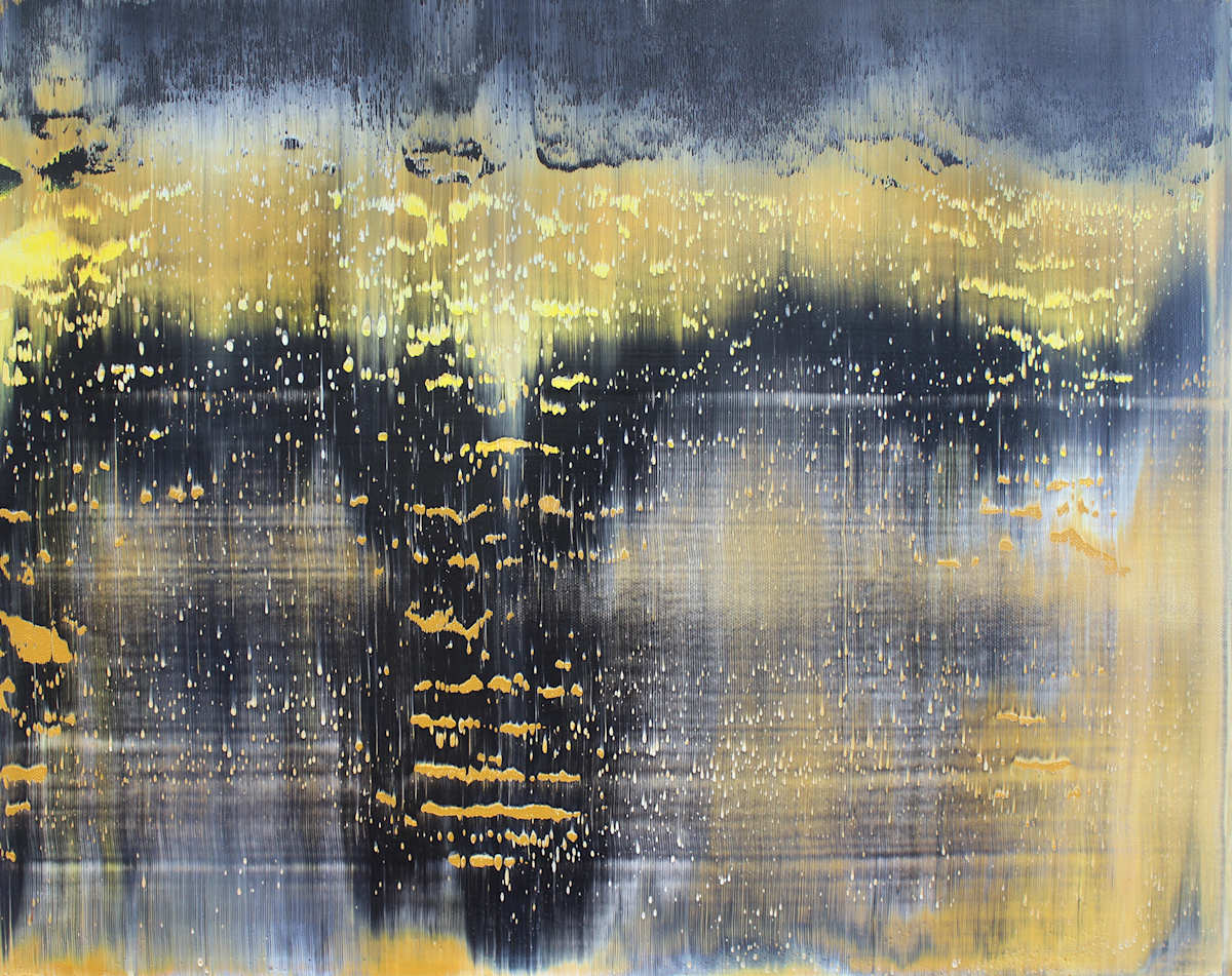 Black Yellow Abstract Horizen by Harry Moody 