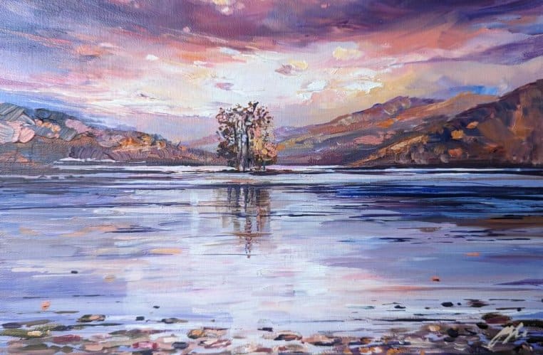 Magenta Sky, Isle of Spar Loch Tay by Allison Young 