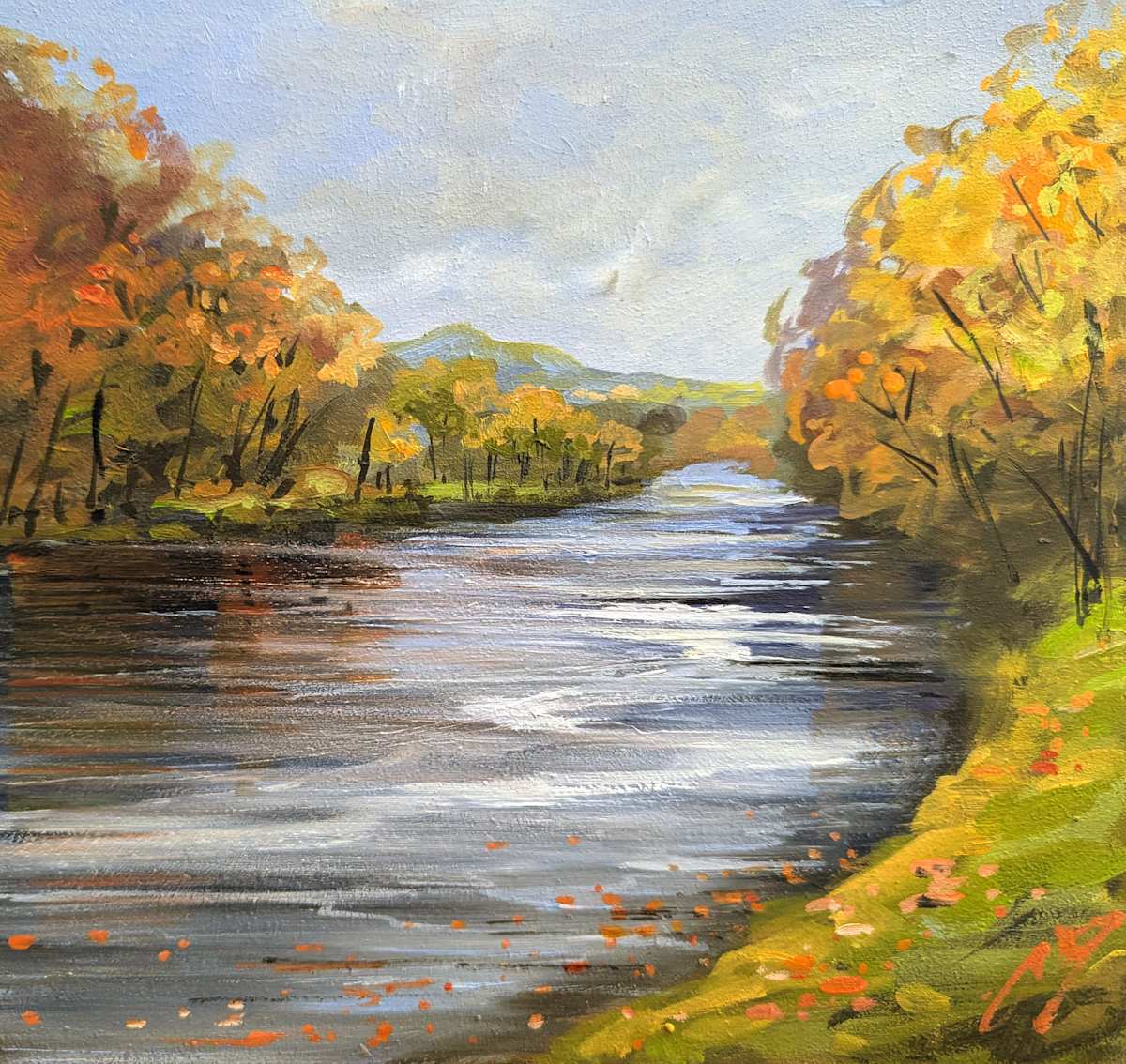 Autumn Leaves River Tay at Dunkeld by Allison Young 