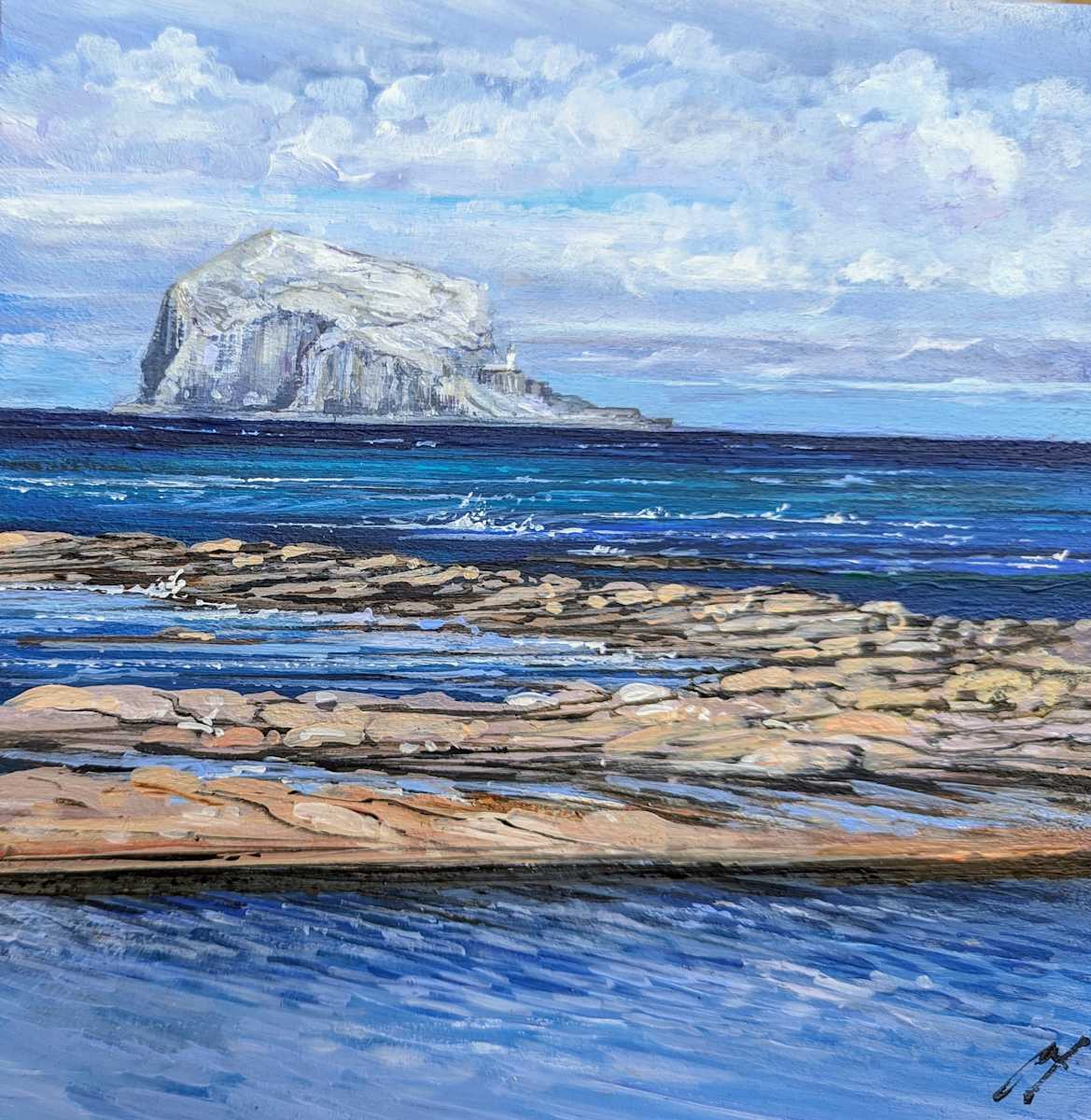 Blue Sea Bass Rock North Berwick by Allison Young 