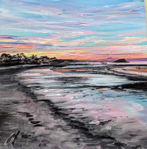 Sunset the Lamb North Berwick by Allison Young 