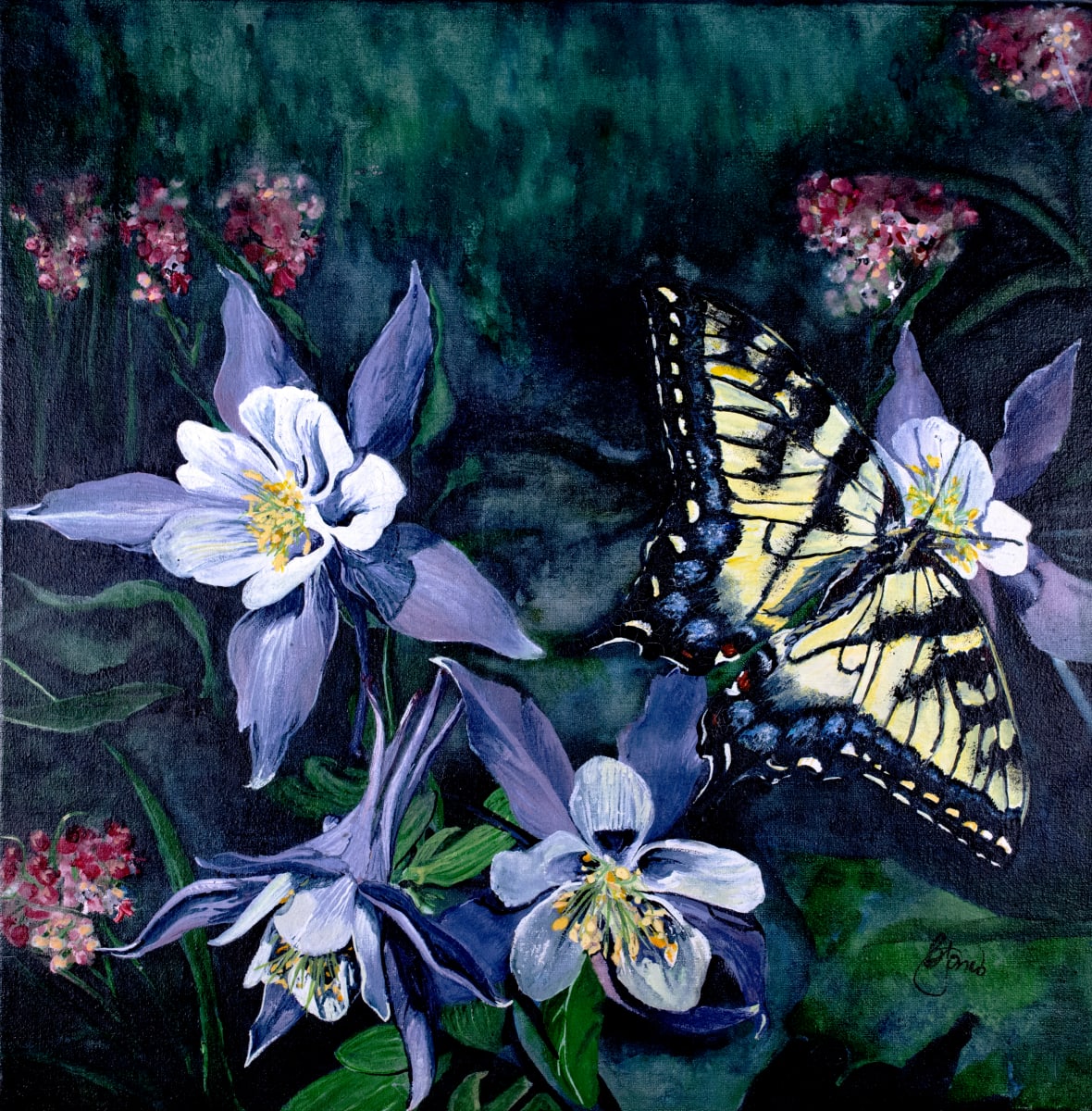 Swallowtail on Columbines by Bobbe Jones  Image: Original