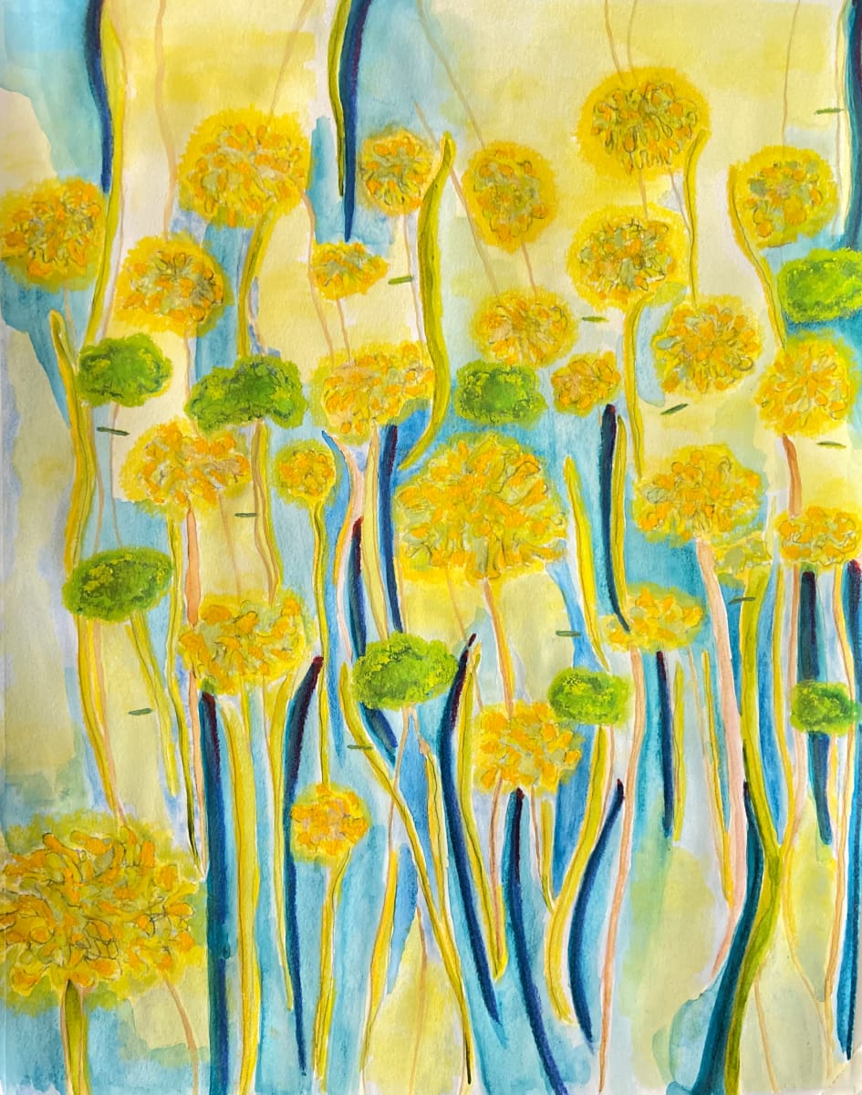 Yellow Flowers Floating by Kristin Halladay 