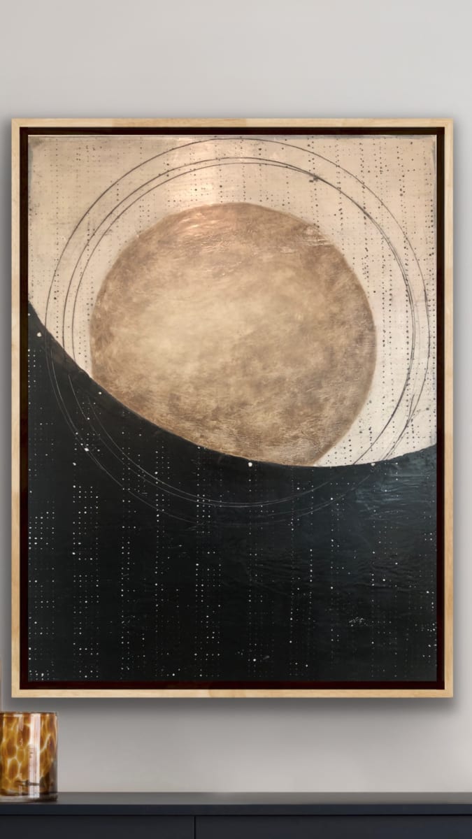 Khepri by Shauna Marie Martin  Image: Digital room with digital frame (is framed with similar handmade maple floater frame)
