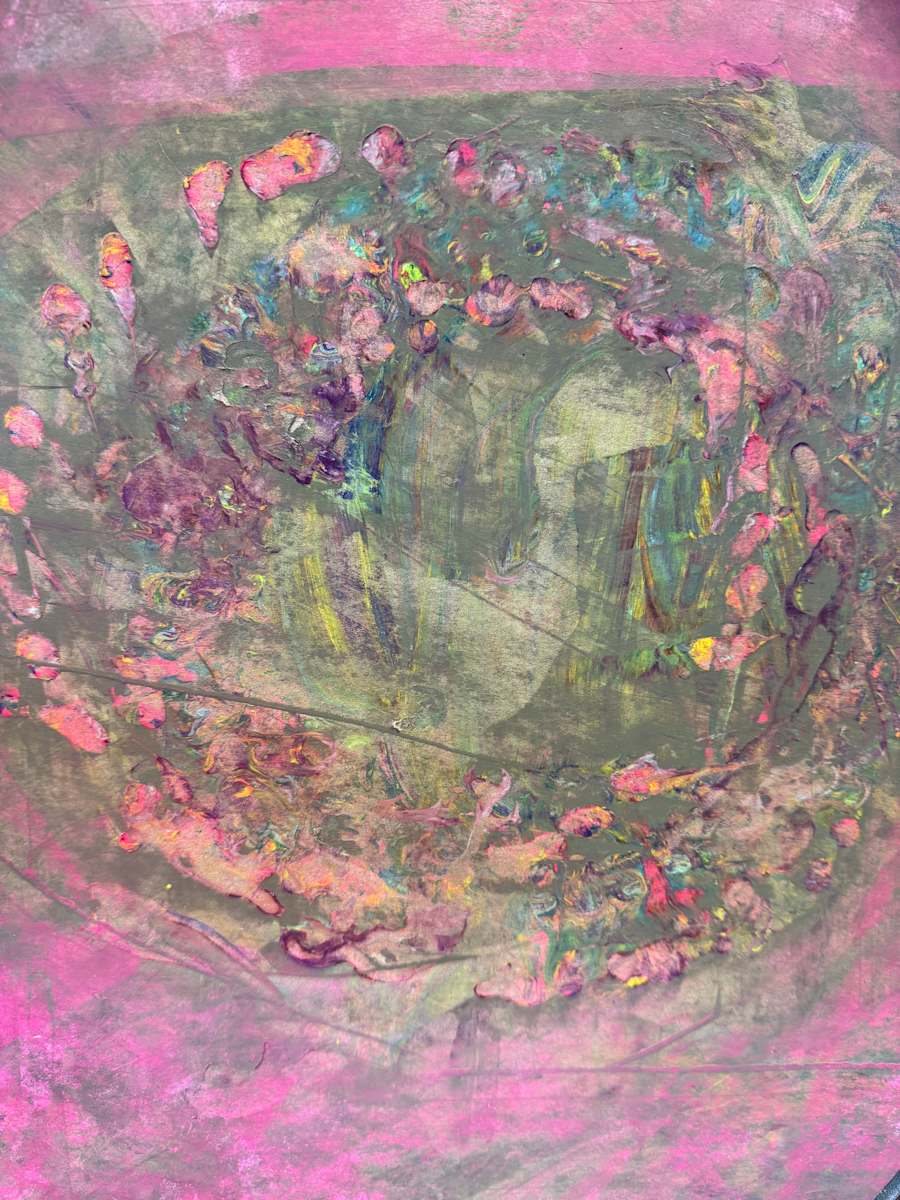 Pink Echo, Green Haze (in a Gothic Frame) by Katie Thompson 