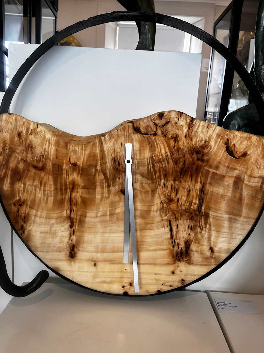 Mappa Burr Whiskey Hoop Clock by Jim Hargreaves 