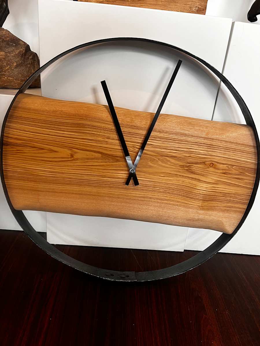 American Ash Whiskey Hoop Clock by Jim Hargreaves 