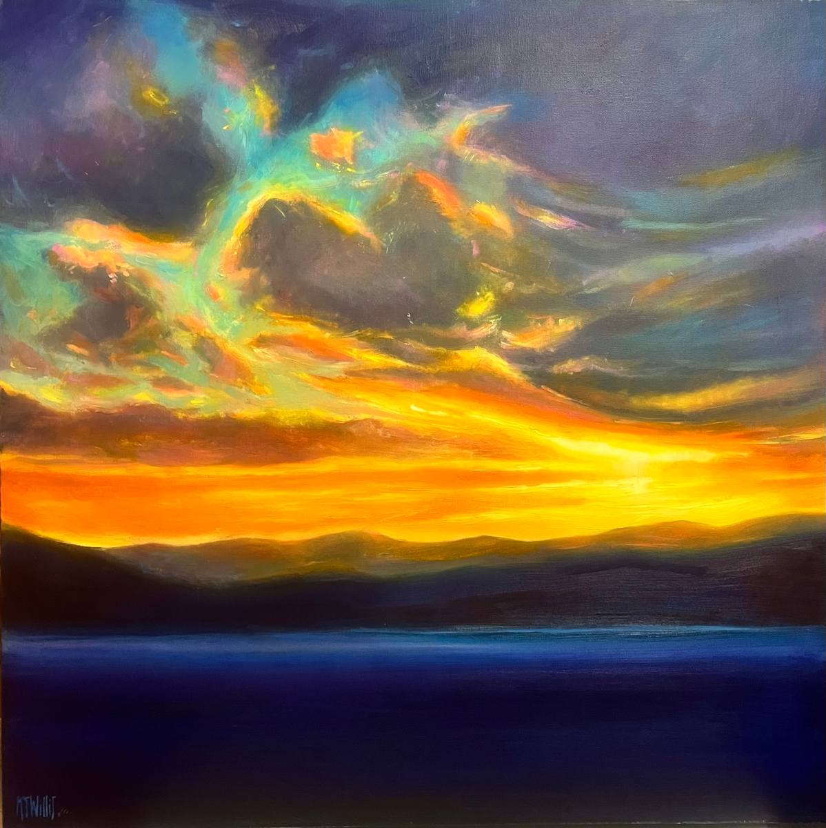 Sunset Over the Hills, Shetland by Karen Sinclair Willis 