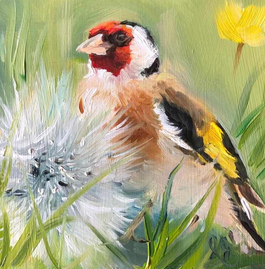 Goldfinch, Dandelion & Buttercup by Louise Ogilvy 