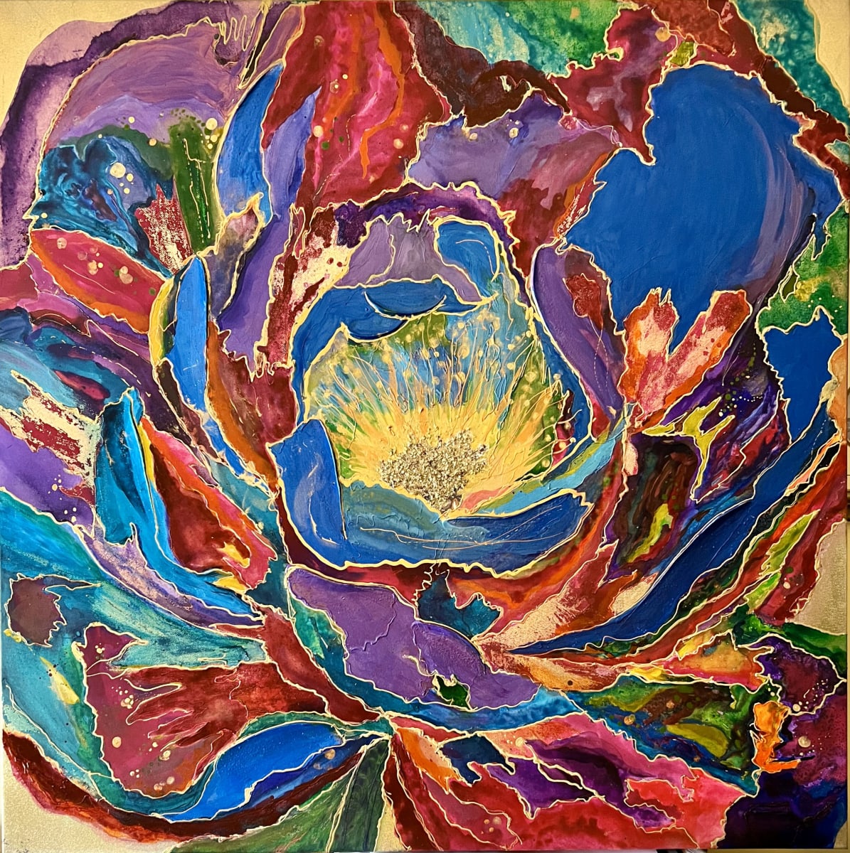 Morning Glow by MJ Okawa  Image: Feel the vibrant energy of Morning Glow, a dynamic mixed media piece that radiates warmth and color.