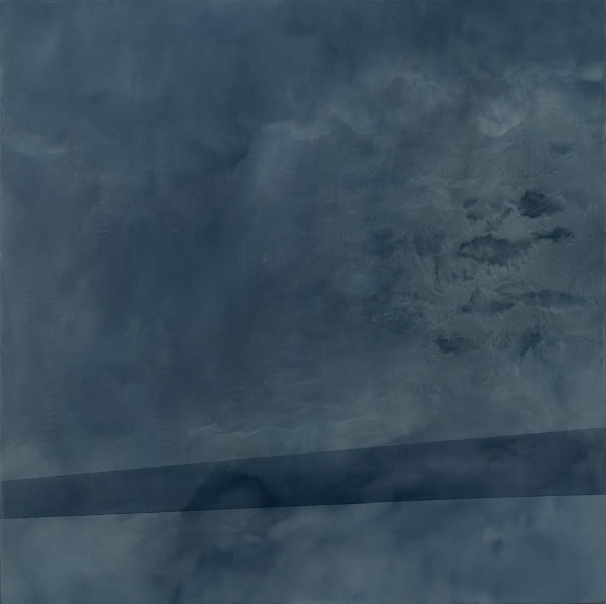 Horizontal Band Through Dark by Indira Martina Morre  Image: Horizontal Band Through Dark. 2006. Oil on canvas. 18 x 18 in (46 x 46 cm)