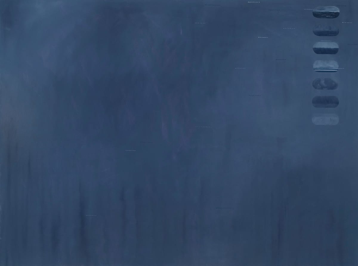 Seven Horizon Pills by Indira Martina Morre  Image: Seven Horizon Pills. 2005. Oil on canvas. 36 x 48 in (92 x 122 cm)