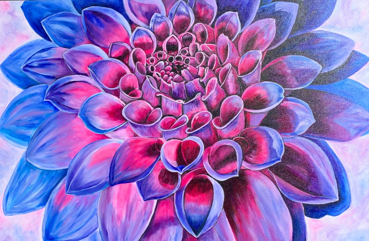 There is a balance of hot and cold, even in a beautiful dahlia  bloom by Jennifer C.  Pierstorff 
