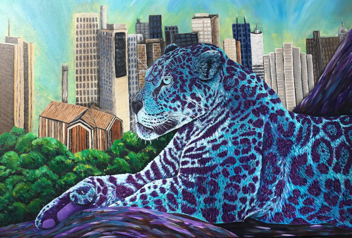 The Leopard (Dressed in Purple) Overlooks the Destruction of their Habitat by Jennifer C.  Pierstorff 