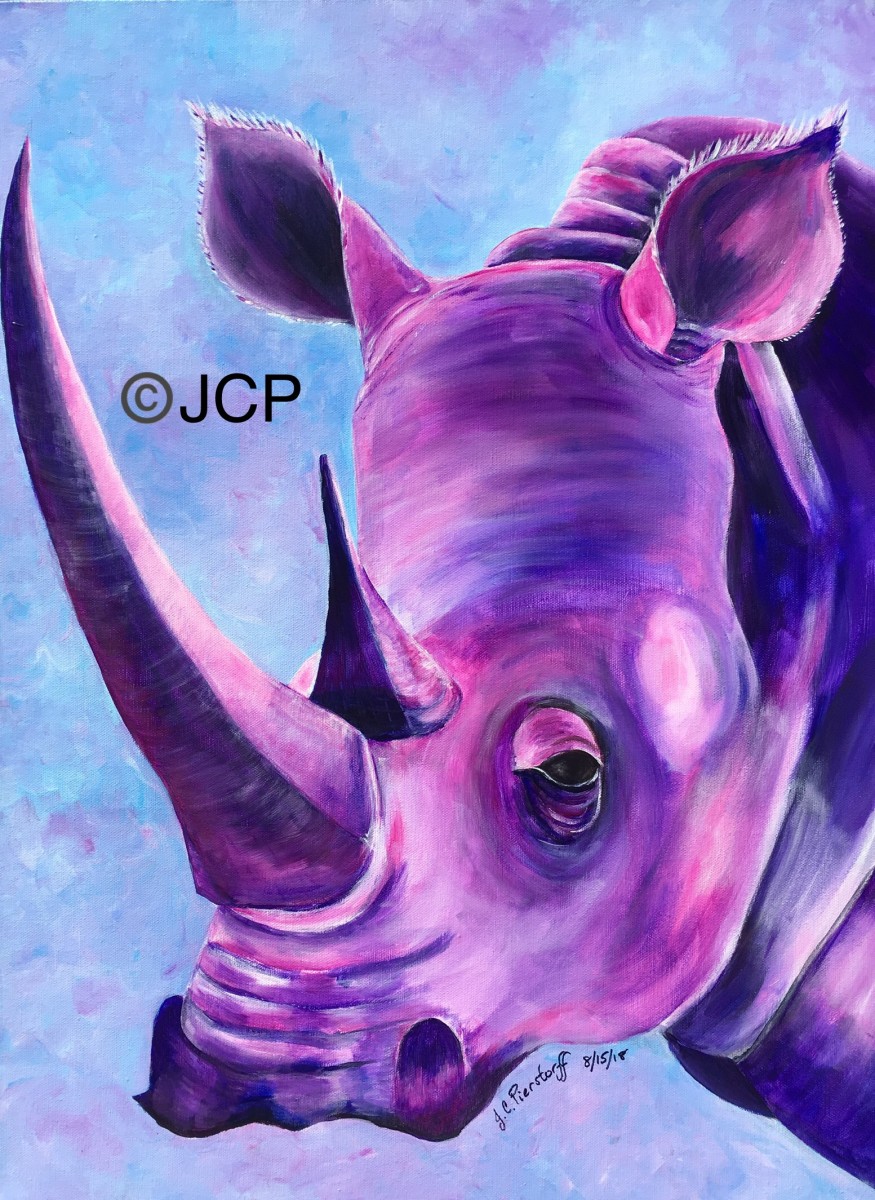 The white rhinoceros dressed in purple by Jennifer C.  Pierstorff 