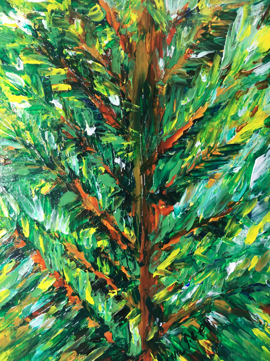 Palette knife pine tree by Jennifer C.  Pierstorff, Image 1.