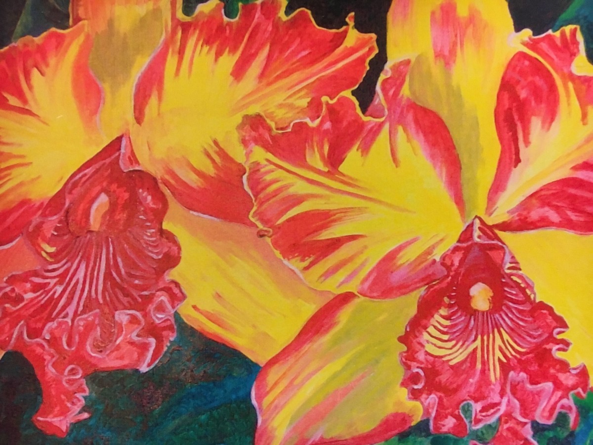 Red and gold orchid by Jennifer C.  Pierstorff 