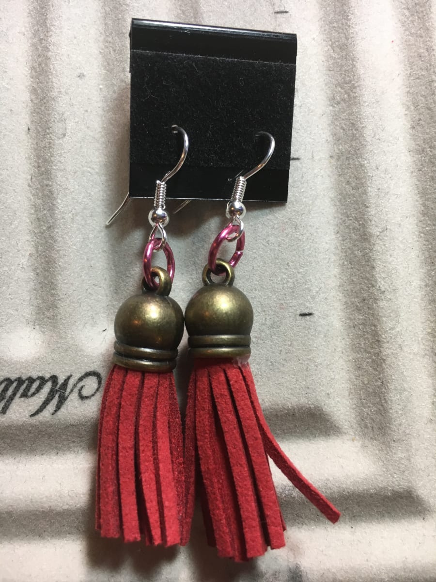 Leather tassel earrings  by Jennifer C.  Pierstorff 