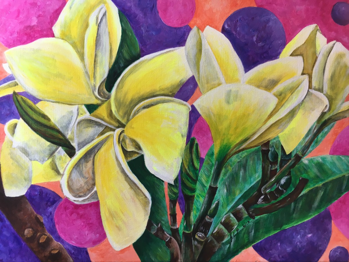 Yellow plumeria with bubbles by Jennifer C.  Pierstorff 