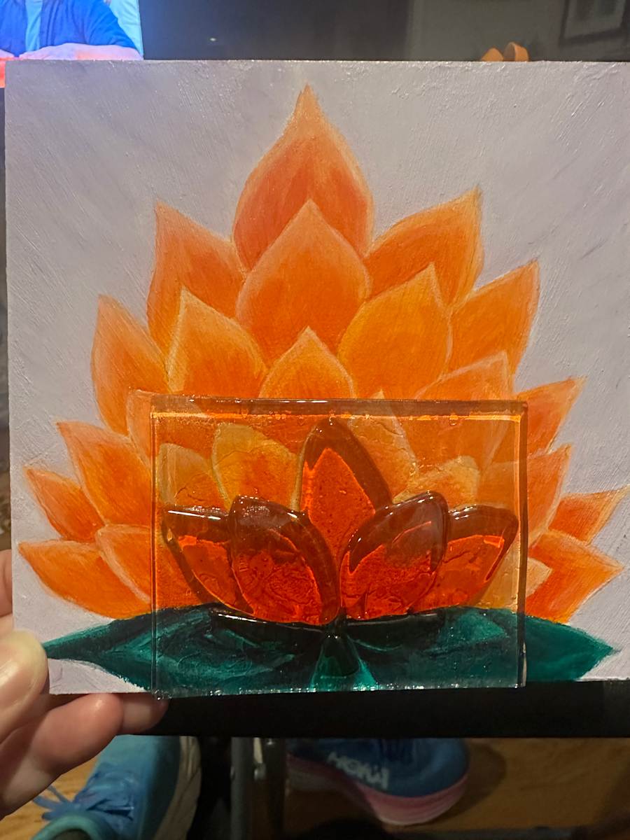 Orange Lotus Blossom -Collaboration with Michelle Landl by Jennifer C.  Pierstorff 