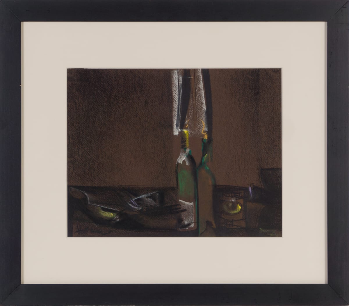 Black Bougies In Moet Bottles by Beverly Hallam 