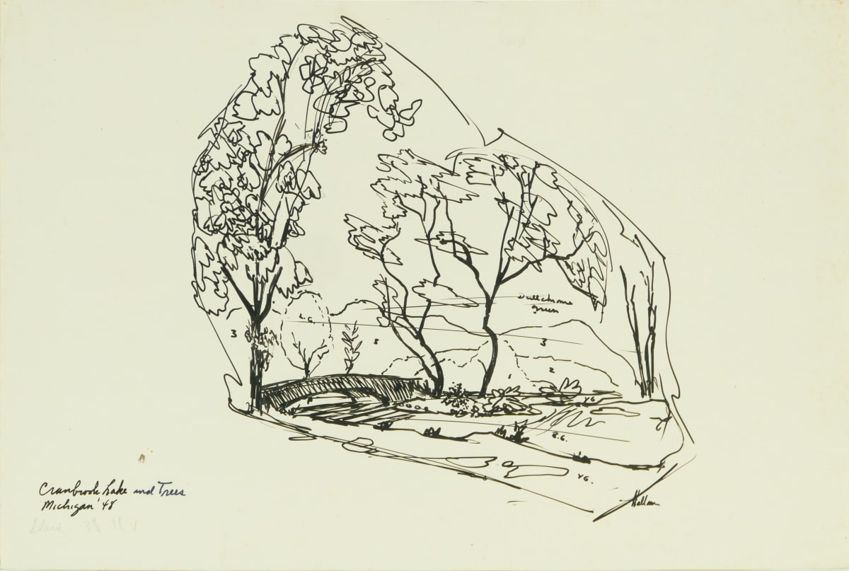 Cranbrook Lake and Trees, Michigan ‘48 by Beverly Hallam 