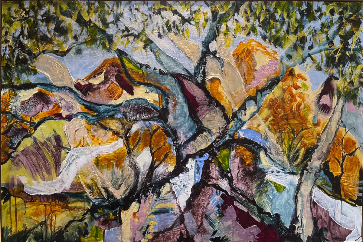 One Tree Eulo by Suellen Tomkins  Image: My semi-abstract interpretation of the landscape around the Paroo River, Queensland.