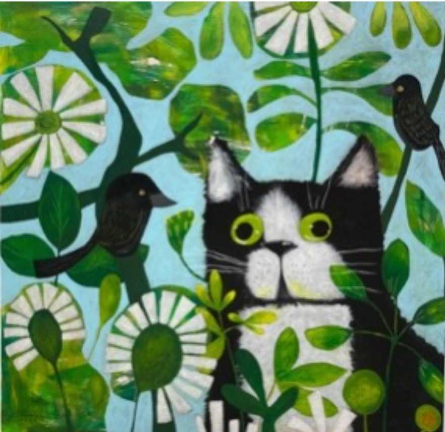 Cat and Bird #1 by Anchana Chareepaporn 