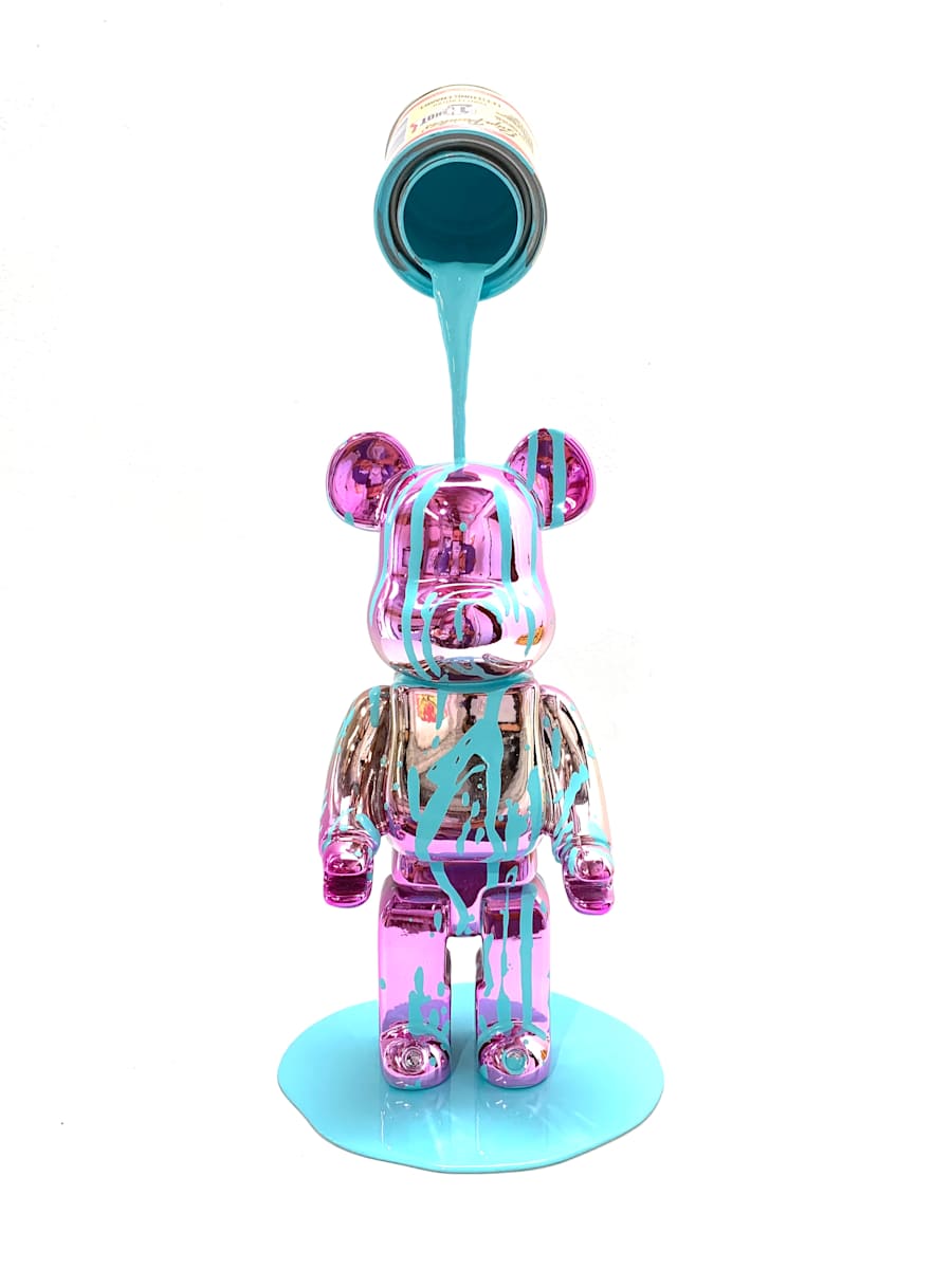 Happy Accident - Bearbrick (Blue on Pink/Silver) by Joe Suzuki 