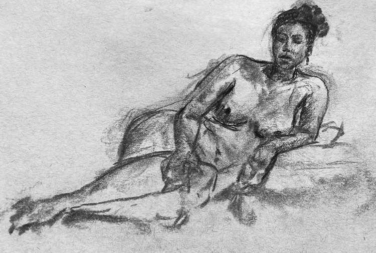 Reclining Nude to Right-matted by Lori Morrell Whitaker, Image 9.