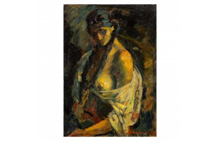 Semi-nude Peasant Girl by Rudolf Schweitzer - Cumpăna 