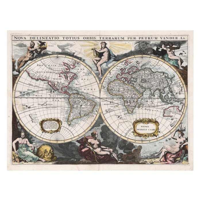 Map of the World (planiglobe) by Pieter van der Aa 