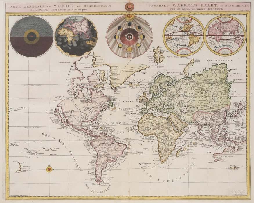 General map of the terrestrial and aquatic world, Amsterdam by Pierre Mortier 