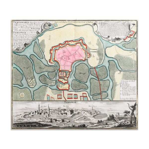 Map of the Timisoara fortress by Matthaus Seutter 