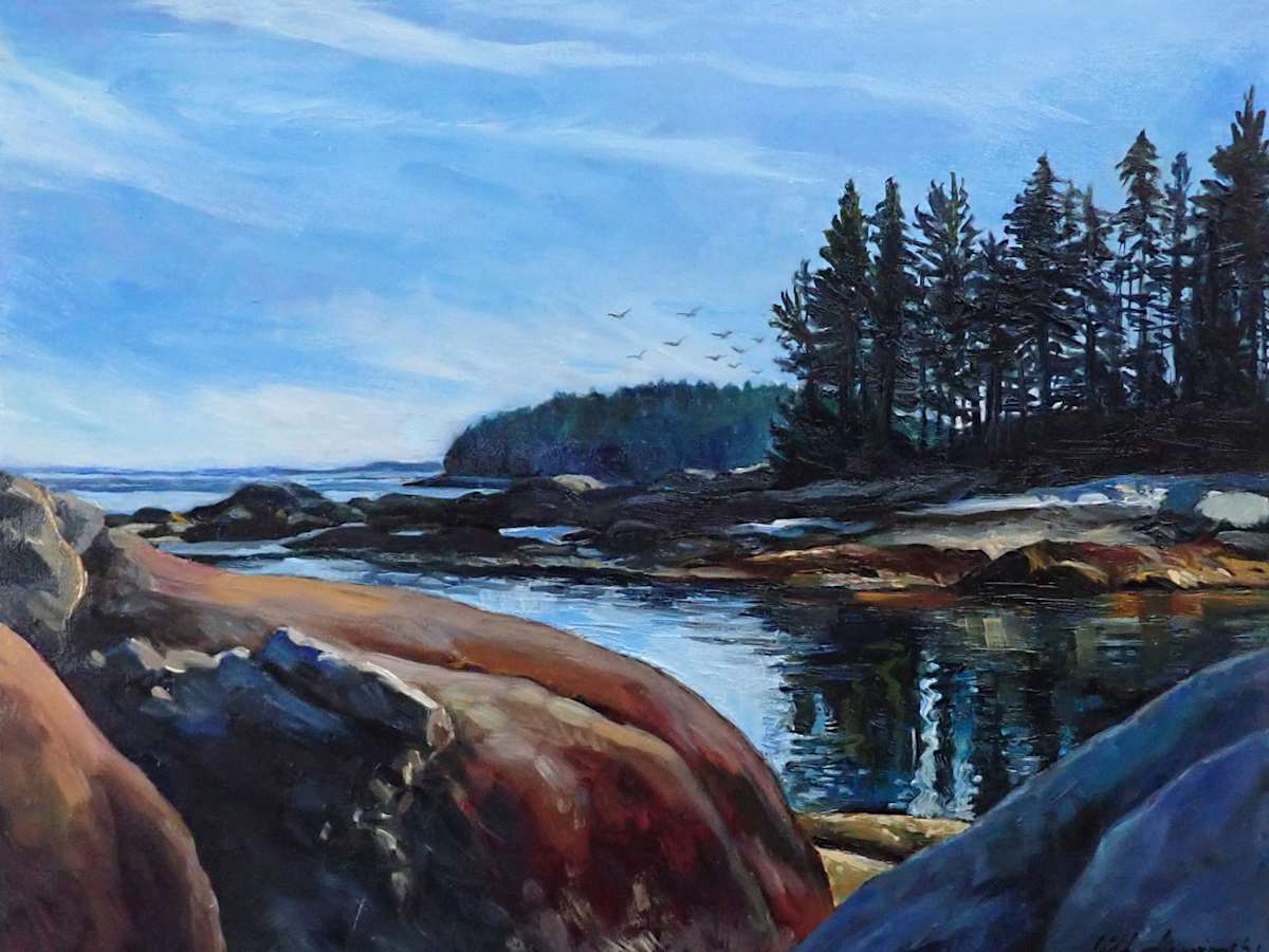 Distant Island Journey by Linda Deming  Image: Sand Beach, Deer Isle, Maine