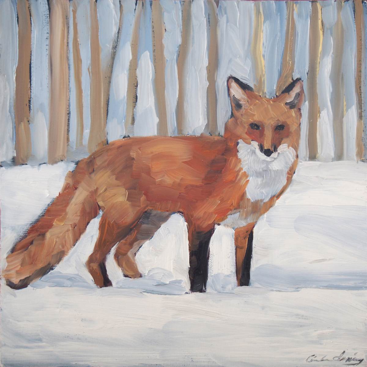 Red Fox in Winter by Linda Deming  Image: w floating wooden frame